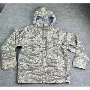 US Air Force Parka Mens‎ Large Regular Gray Tiger Stripe Camo APECS Jacket